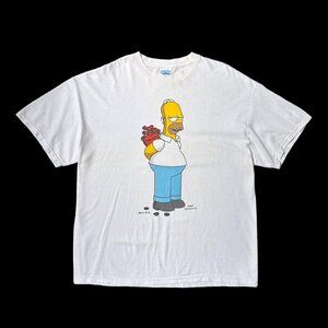 Y2K Vintage Homer Simpson T-shirt Valentines Cartoon Joke 2004 Matt Groening.